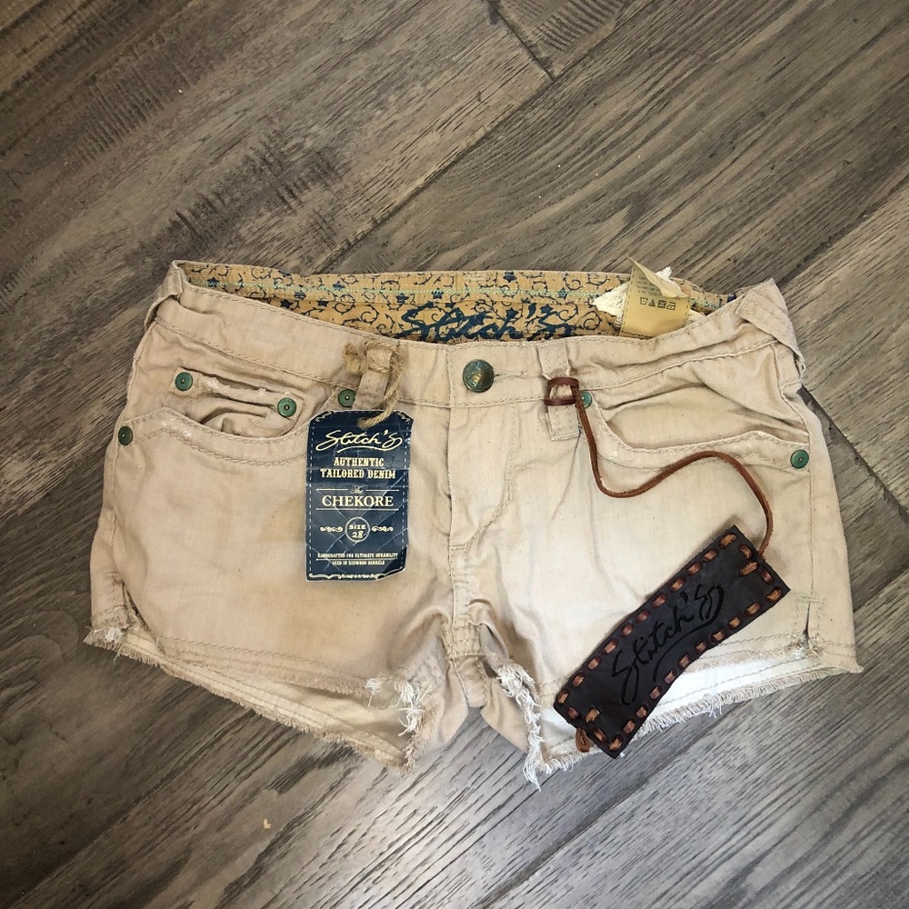 Stitch's Chekore Mini Shorts Tan Brown